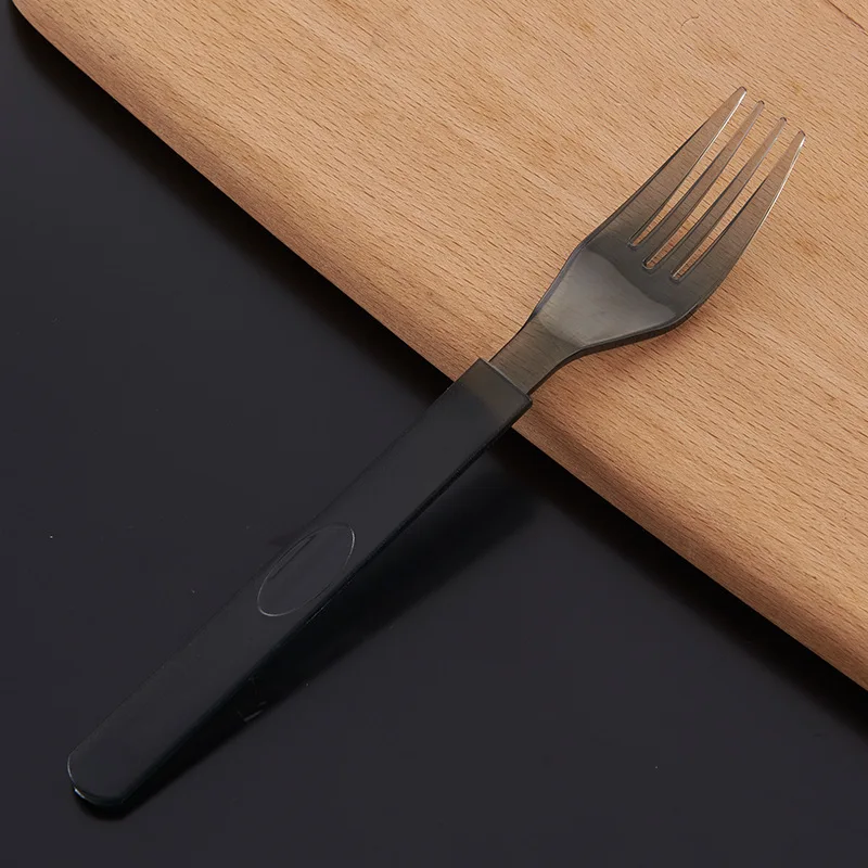 Disposable Black Long Handle Thickened Plastic Cutlery Fork Spoon Translucent