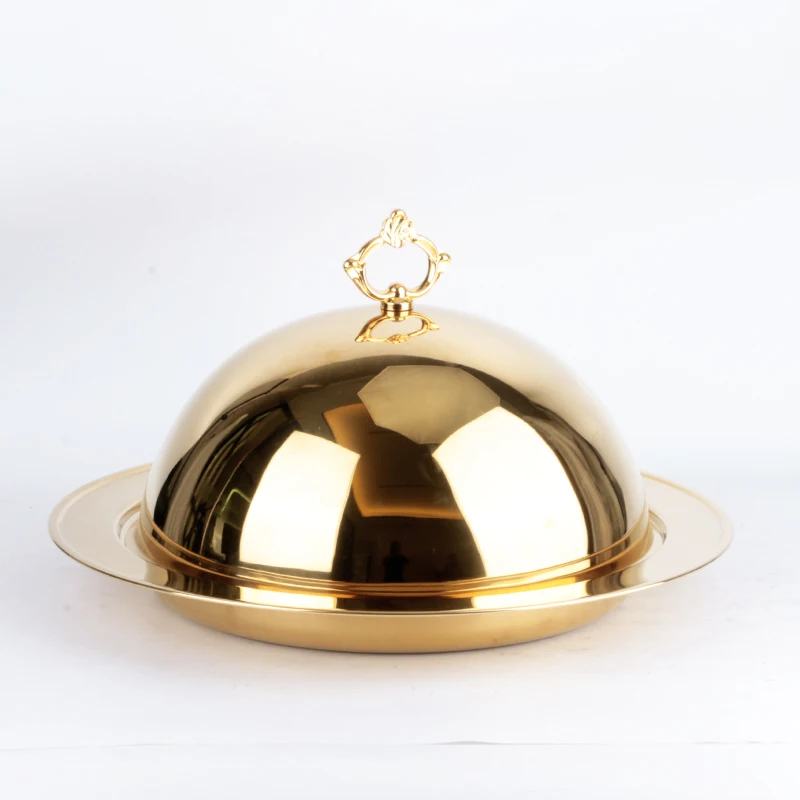 Hotel Buffet Food Pan Gold Plated Stainless Steel Anti Rust Plate 47cm Stainless Steel Gold Plate