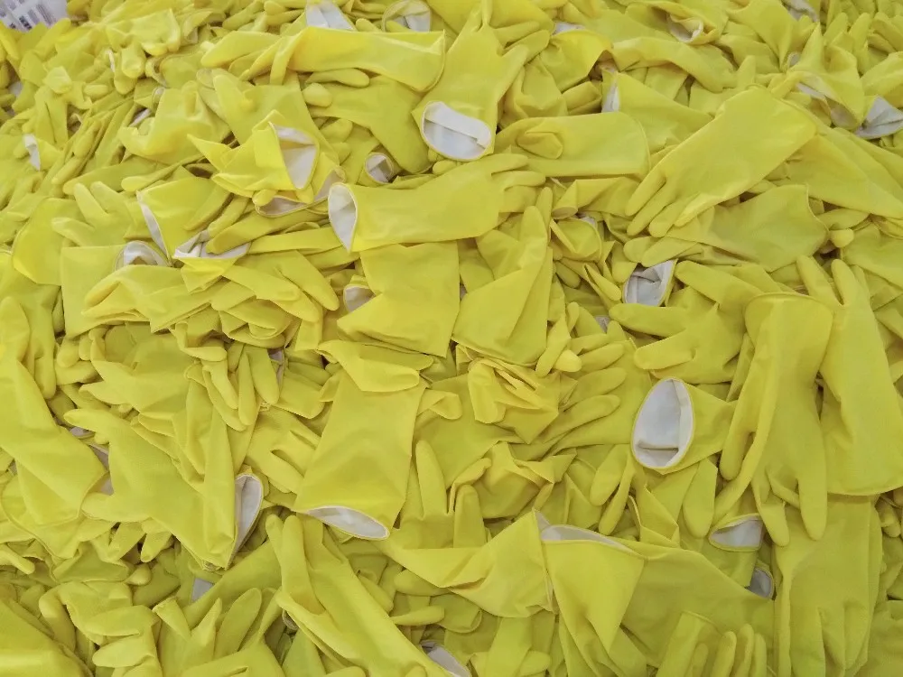 High Quality Household Latex Gloves Flock cotton Lined/unlined Latex Hand Gloves