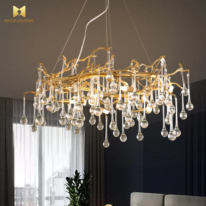 Postmodern Crystal Lighting Luxury Minimalist Modern Luxury Round Personalized Tree Branch Crystal Chandelier For Living Room