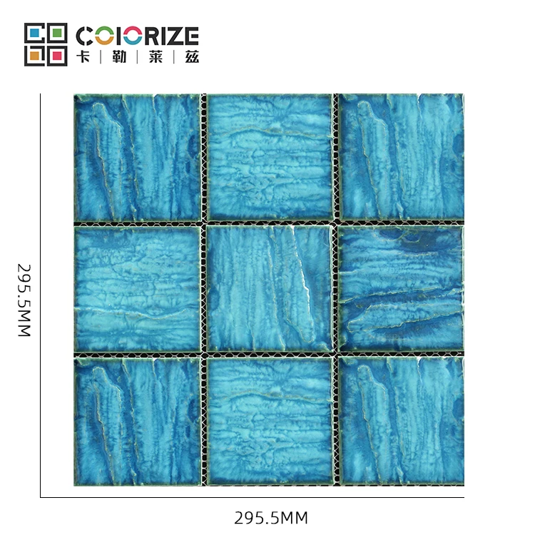 Colorize Porcelain swimming pool Mosaic Tile High quality hot sale Glazed Square mix blue color tile mosaic