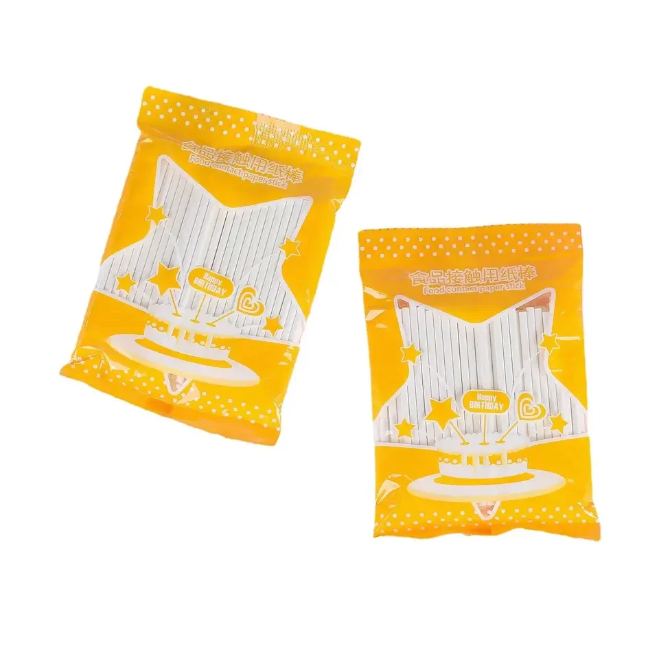 Wholesale Customized  Home Baking DIY Food Grade Cake Candy Chocolate Sugar Stick Lollipop White Paper Stick