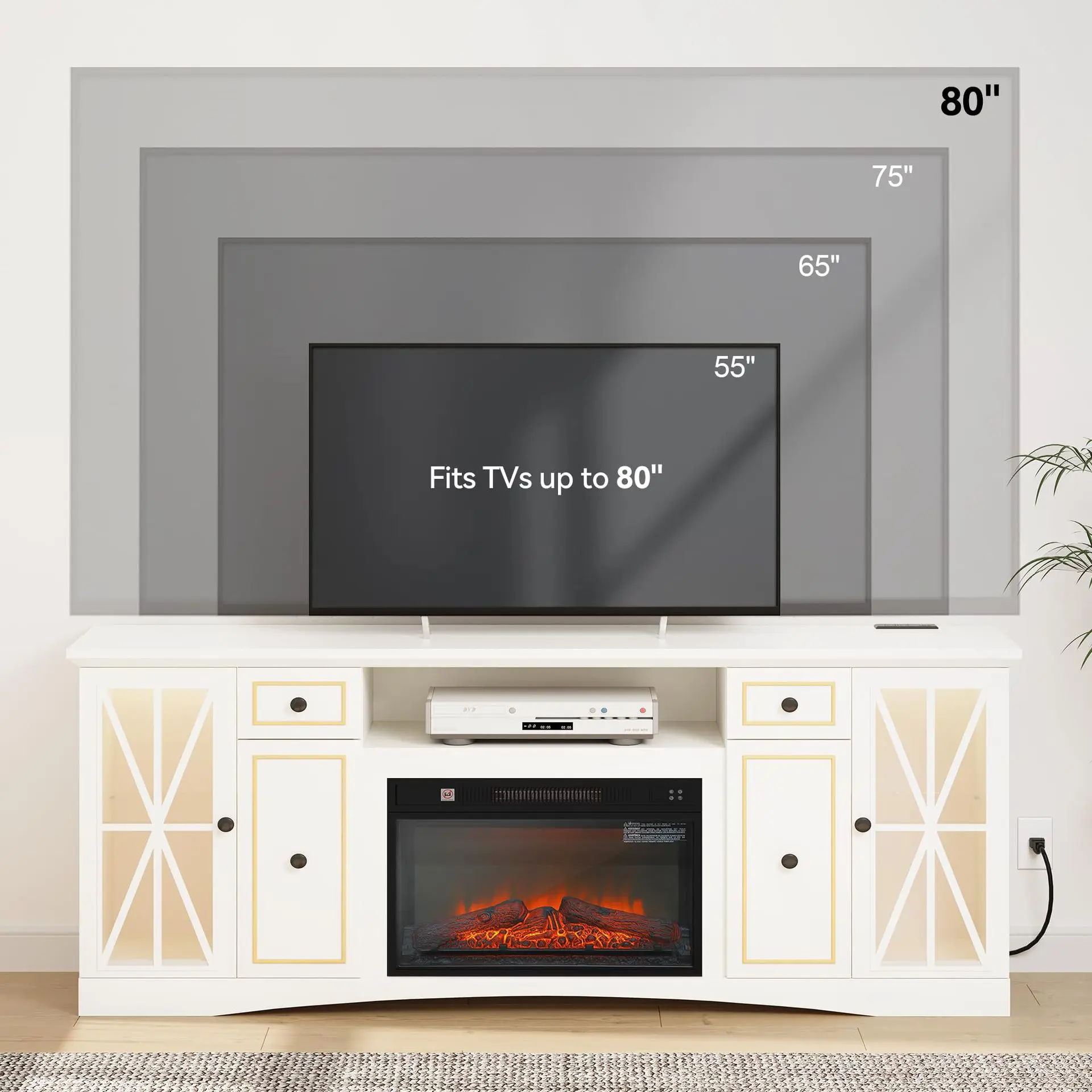 Living Room Furniture Modern Wood Particle Board Table Wall Decorative Unit TV Stand Cabinet with Fireplace without Heating