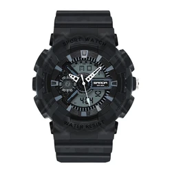 SANDA Fashion Multifunctional Dual Display Sports Watch for Men Luminous Waterproof Casual Digital Wristwatch