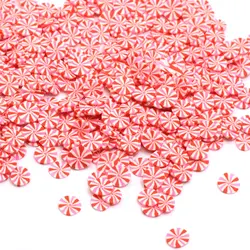 Red White Round Peppermint Polymer Clay Slice Christmas Candy Sprinkles Colorful For DIY Crafts Tiny Cute Bonbon Candy Plastic M