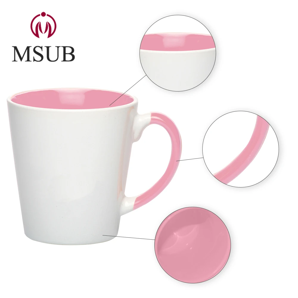 
12oz ceramic latte cups two tone sublimation mugs for sale 