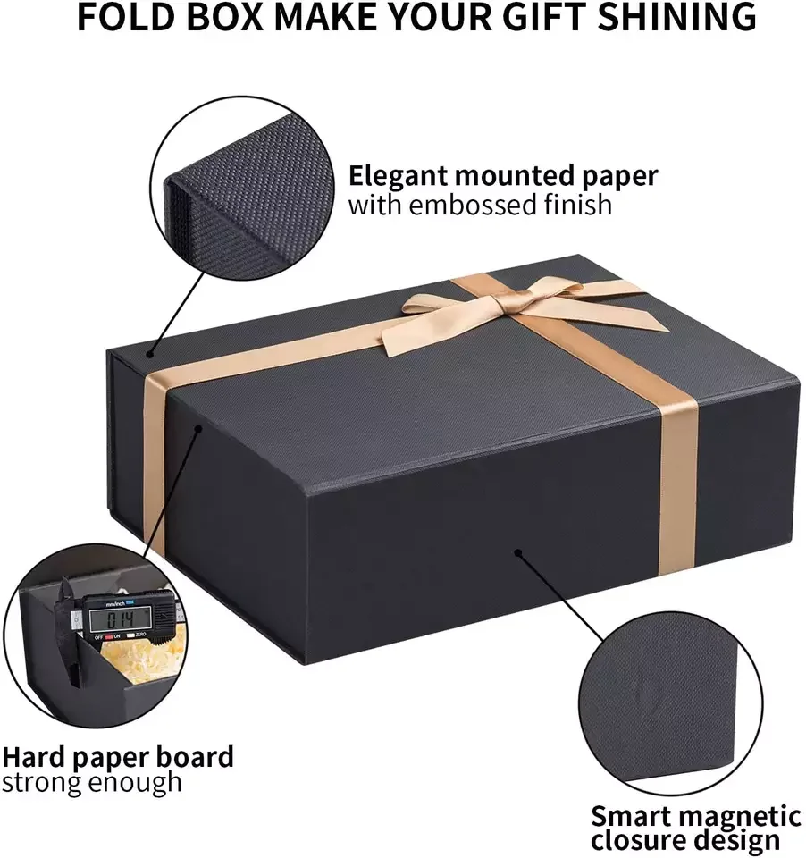 customize gift packaging fancy paper lid and base box with ribbon