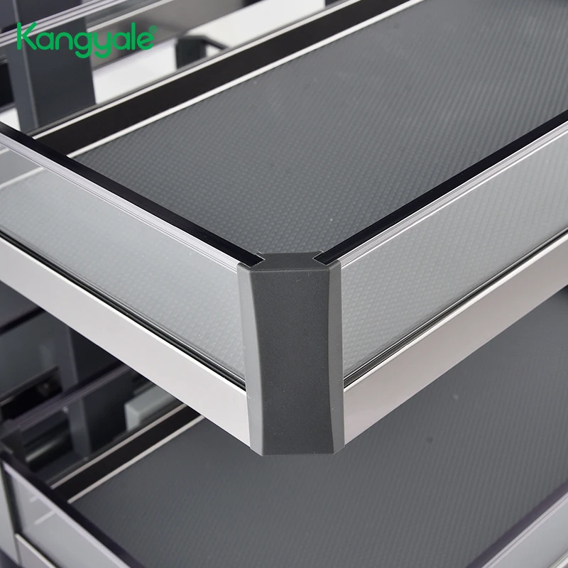 KANGYALE Storage Baskets Metal Multifunction Full Open Basket Kitchen Cabinet Corner Swivel Basket