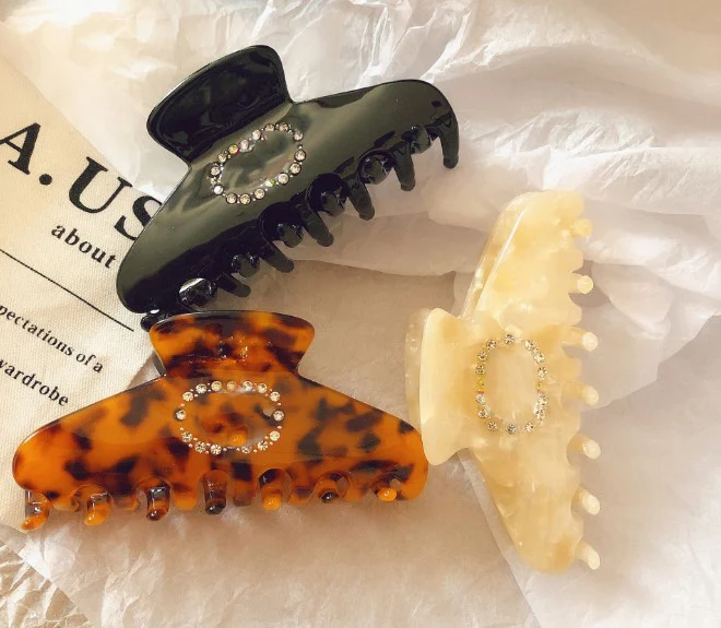 Plate acetate fashion versatile grip flash drill strange hand clip web celebrity hair accessories