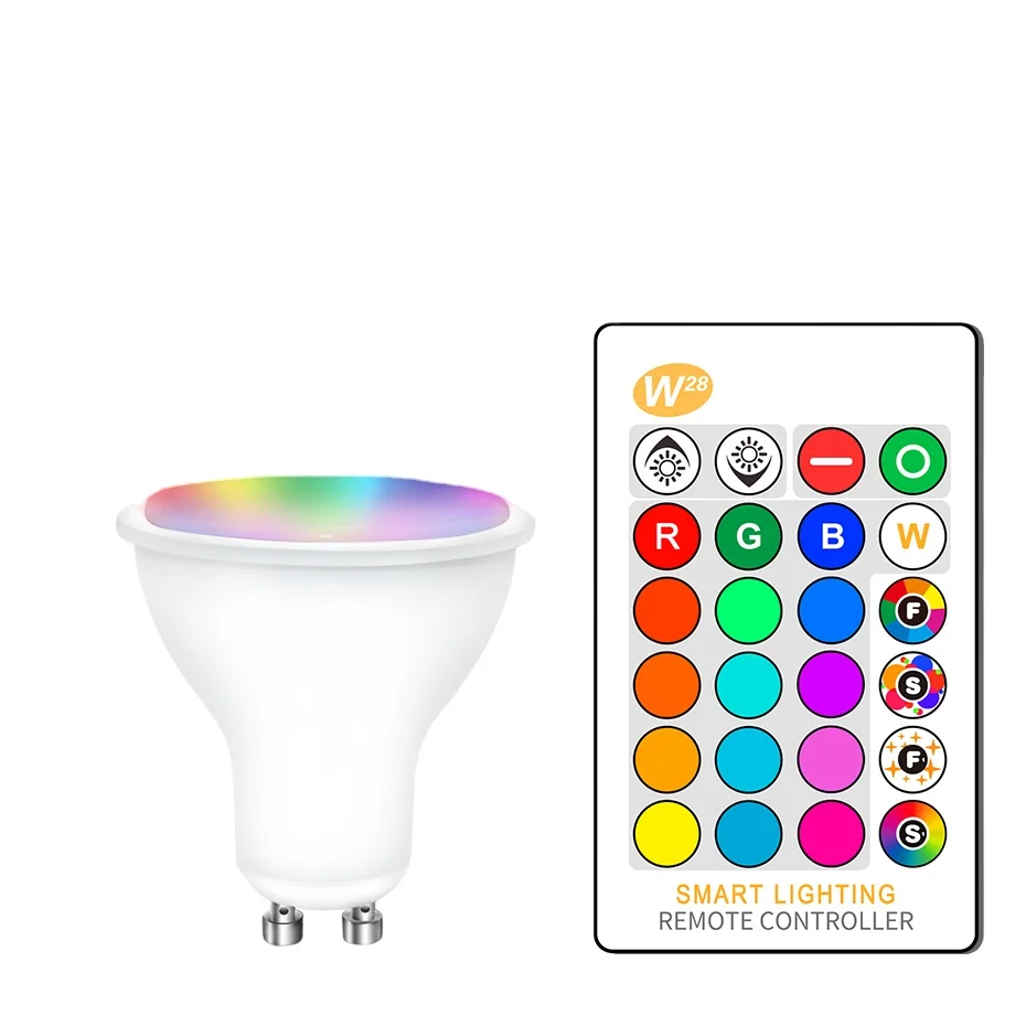 GU10 RGB 8W RGBW RGBWW  220V 110V RGB Led GU 10 16 Colors With Remote Control  LED bulb