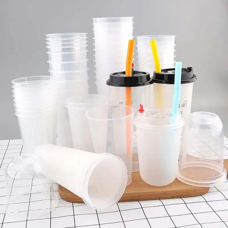 custom disposable plastic cups with lids Recycled Takeaway Plastic Coffee Cup With Low Price