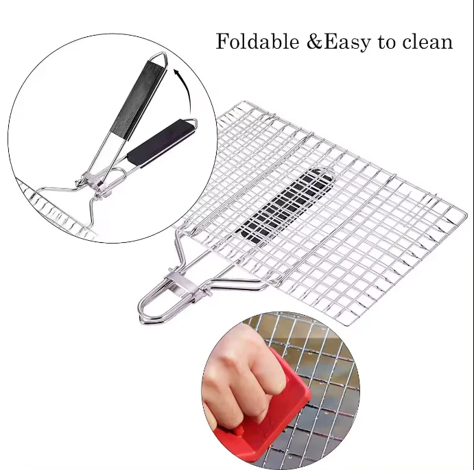 Stainless steel 304 316 food grade rectangle Shape Outdoor BBQ Tools Wire Mesh Grill for Picnics
