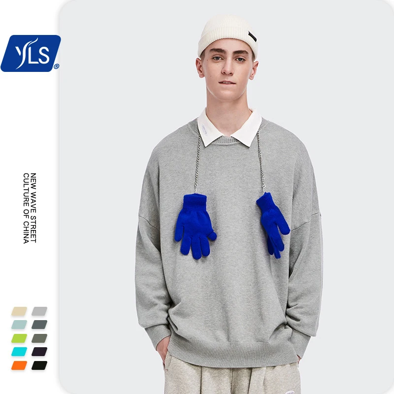 YLS Men Sweater In Multi Color 2020 Warm O-neck Autumn Knitted Sweater For Couple Oversized Hip Hop Sweater Men
