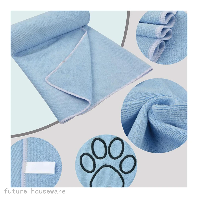 Ultra Absorbent Microfiber Pet Towel with Embroidered Paw print 30x50