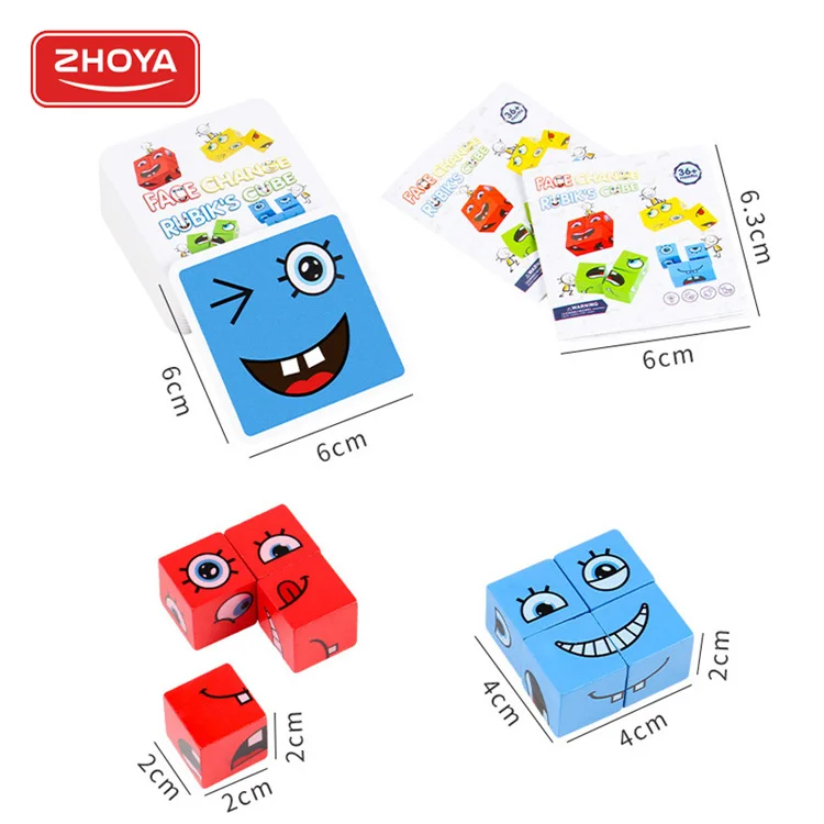 Factory Direct Custom Colorful Cube Puzzle Magic Mind Games Fidget Cubes Cartoon Expressions Cube Puzzle Game for Kids