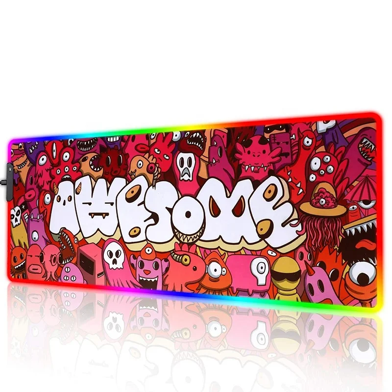 Европейским сертификатом соответствия, традиционный английский изготовленным на заказ логосом на больших XXL микро тканевые светящиеся освещение RGB светодиодный игровой коврик для мыши