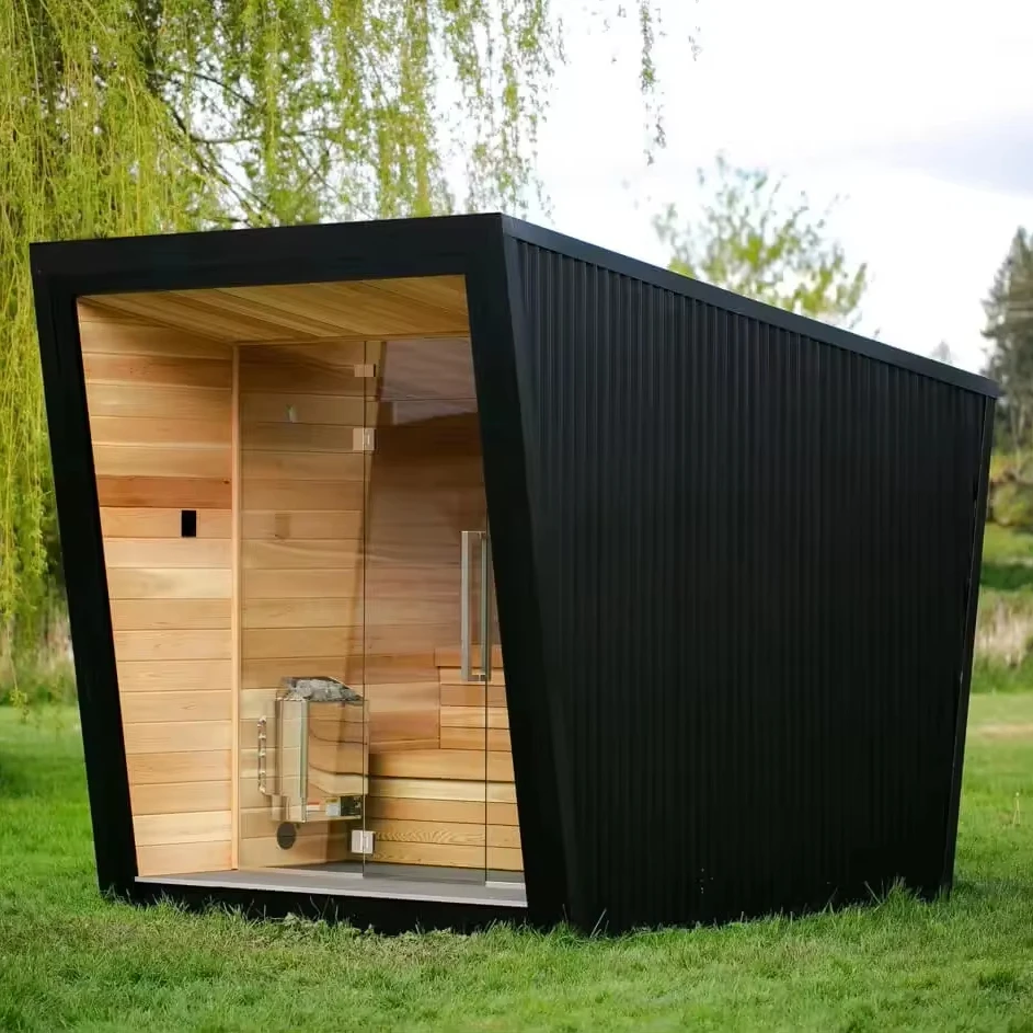 Family Multi-Person Use Double Layer Infared Sauna Room Double Sided Glass Dry Steam Sauna