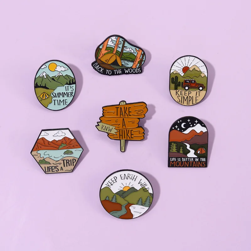 Stock World Famous Architectural Scenic,Spot Soft Enamel Lapel Pin Sunrise Tourism Scenery Alloy Brooch Fashion Lapel Pin/