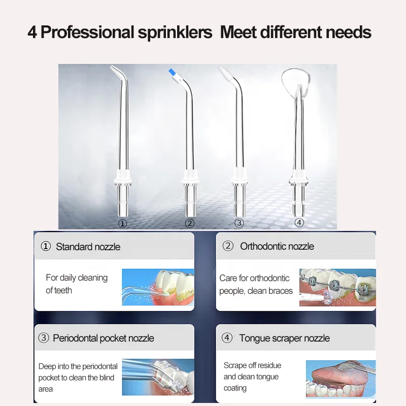 
dental irrigator professional electric oral irrigator 150 ml 4-tip flossing device Water floss 
