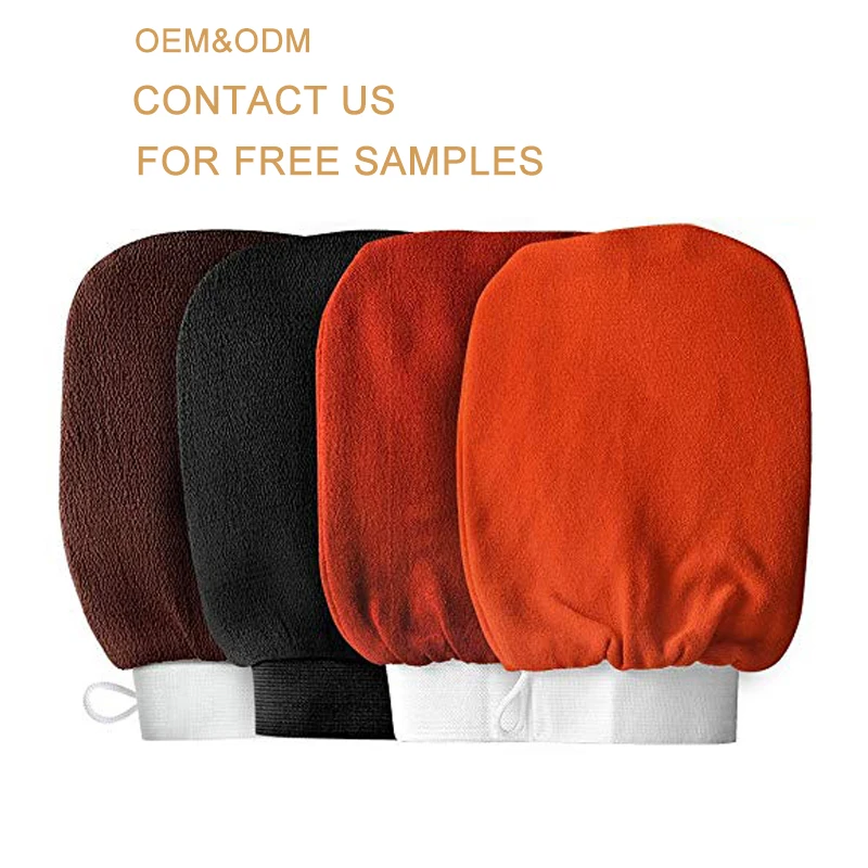 Elastic Cuff Viscose Rayon Tan Eraser Bath Glove Exfoliating Glove 2 side Application Order Free Samples