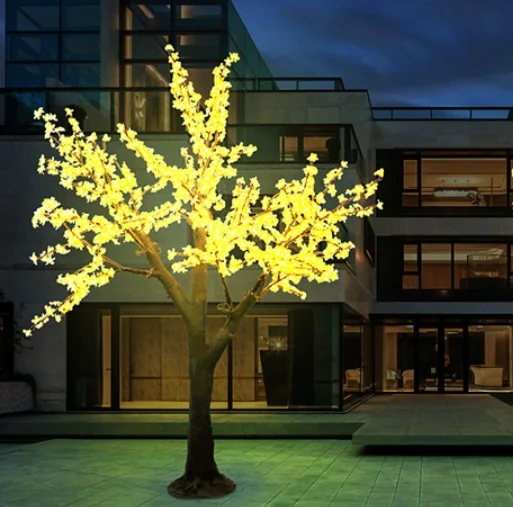 2.2m leds Outdoor Artificial LED Cherry Blossom Christmas decoration white simulation trunk led tree light