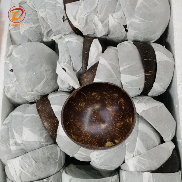 Wholesale 100% Natural Eco-friendly Coconut Shell Bowl Fruit Salad Noodle Rice Bowl Handicraft Decoration Customized Logo
