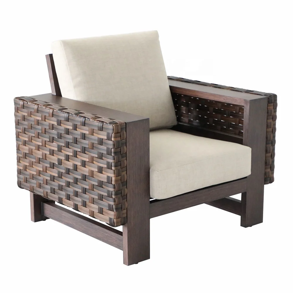 
aluminum couch outdoor woven rope strap deep seating furniture 
