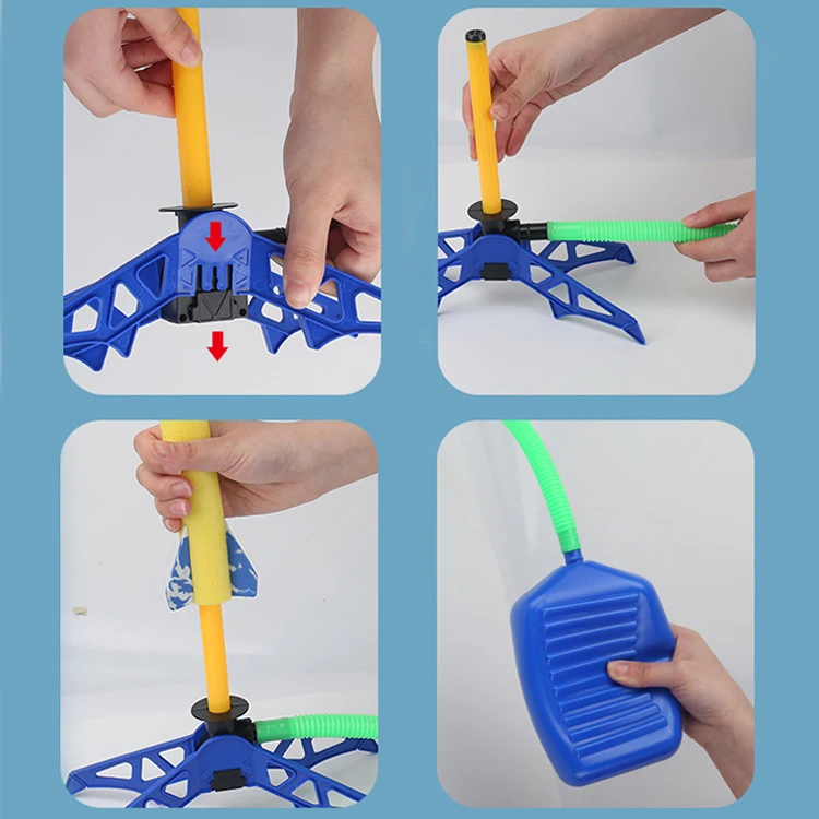 Outdoor Sports Light Up Foam Stomp Air Pressed Stomp Rocket Pedal Games Powered Led Air Rocket Launcher Toy For Kids