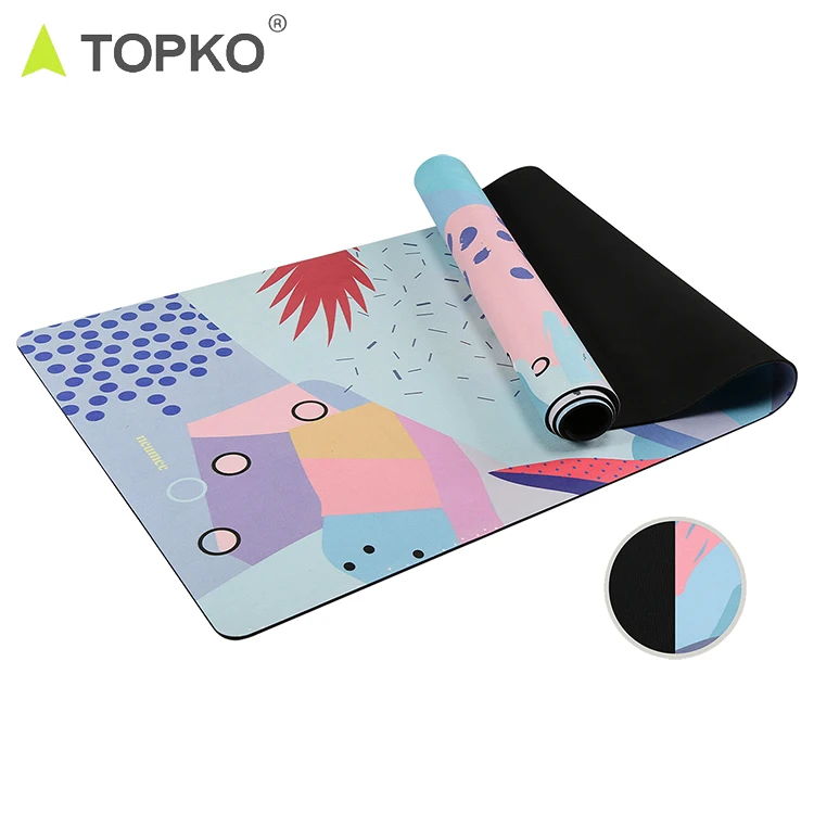  Складной Коврик для йоги TOPKO 1 5 мм натуральный экологически чистый с цифровым принтом из микрофибры и замши резиновый детский коврик