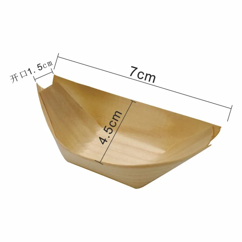 5 In Sushi Boat Elegant Disposable Bamboo Wooden Boat Ship Sushi Boat With Net Tray