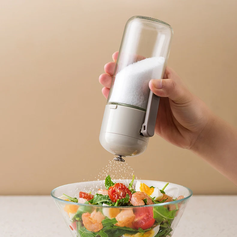 WONDERFUL Kitchen Glass Salt Pepper Shaker Metering Spice Salt Pepper Cumin Powder Sugar Dispenser Measuring Seasoning Bottle