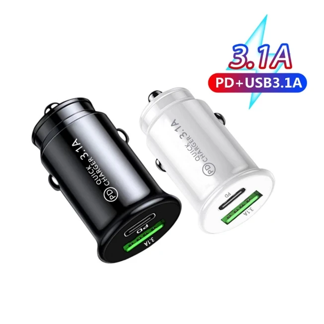 X314 18w Mini Car Cigarette Lighter Socket Adapter Fast Charging Pd Usb C Car Charger Qc3.0 Adaptor Dual Port Type C Car Charger