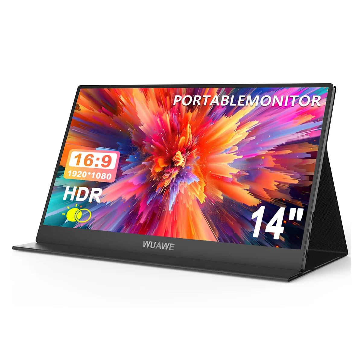 WUAWE 14 inch Small Portable Monitor for Laptop, 1080P 16:9 USB HDMI Travel External Second Screen for Mac Phone PS5 Xbox Switch