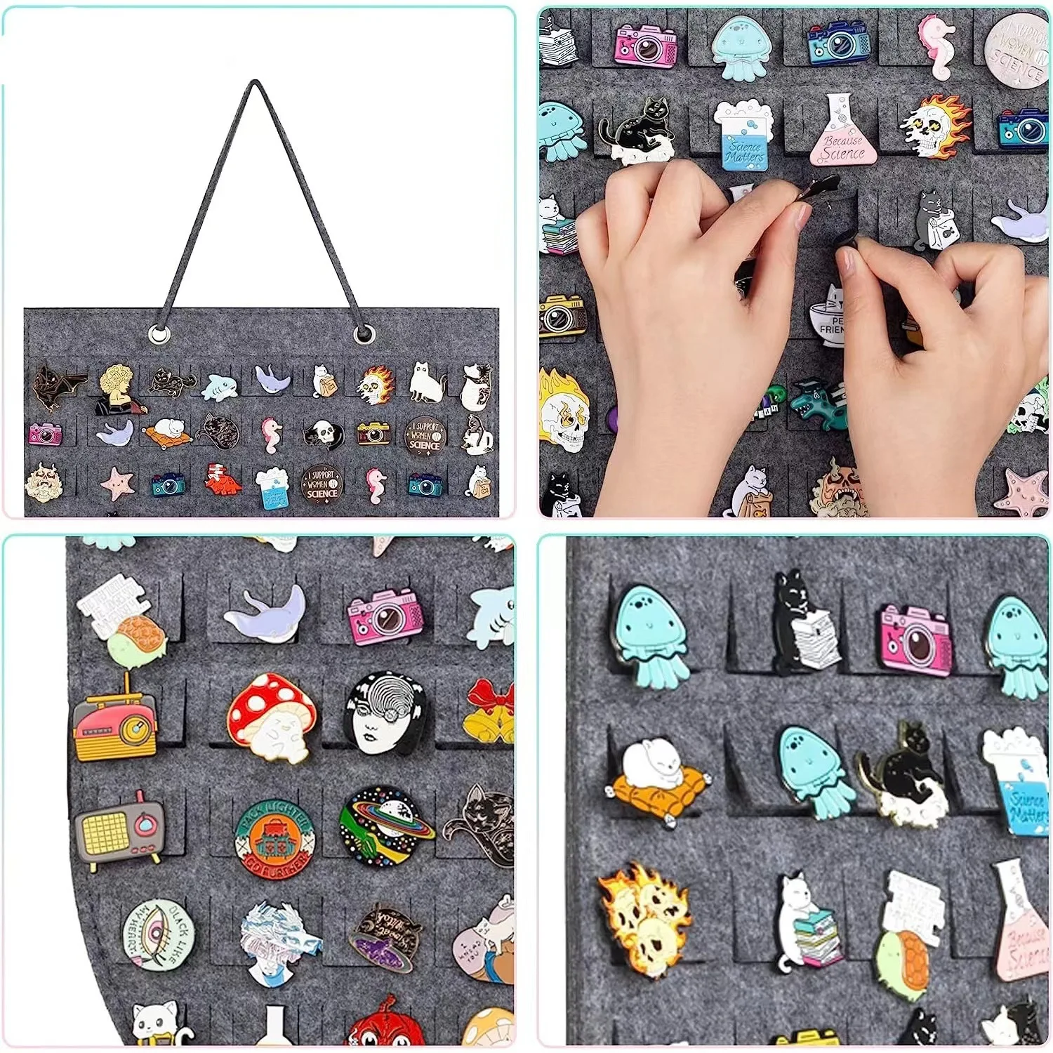 Buttons And Lapel Collections Storage Holder Wall Hanging Brooch Pin Storage Organizer Felt Lapel Pins Display Case