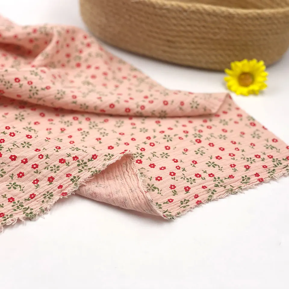 wholesale printing stock floral pattern 100% cotton Print double layers gauze fabric for swaddle blankets pajama