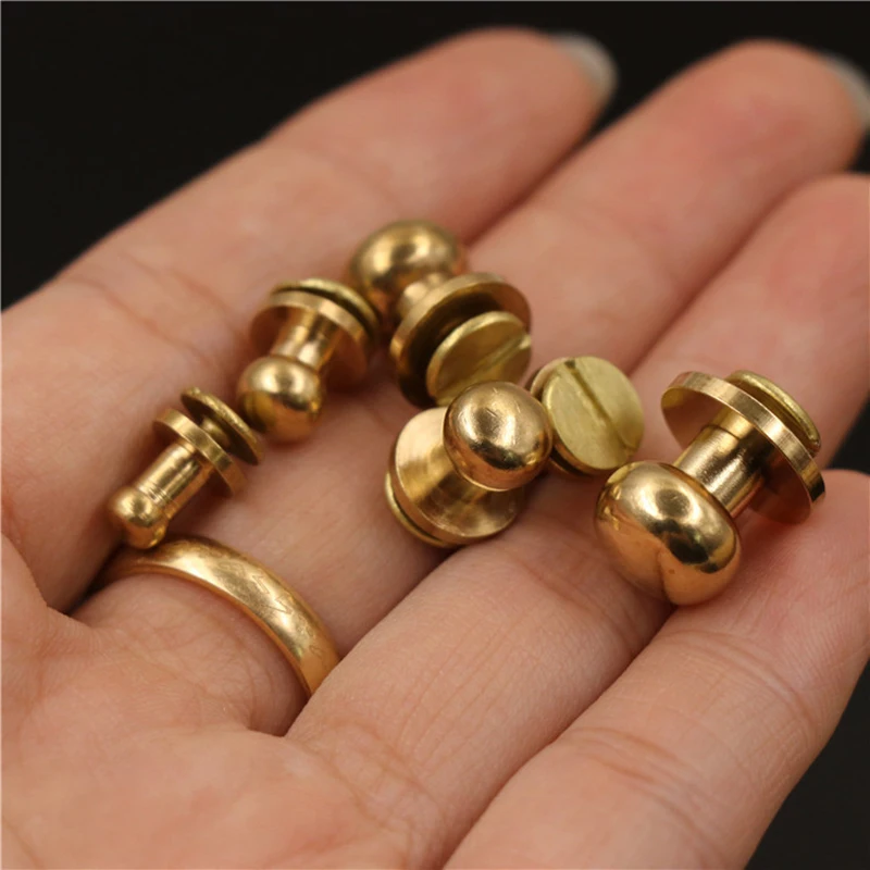 Cloxy Stud Ball Post Studs Nipple Nail Buckles for Leather Belt Brass Round Head Sam Brown Button Monk Rivets for Leather Belt