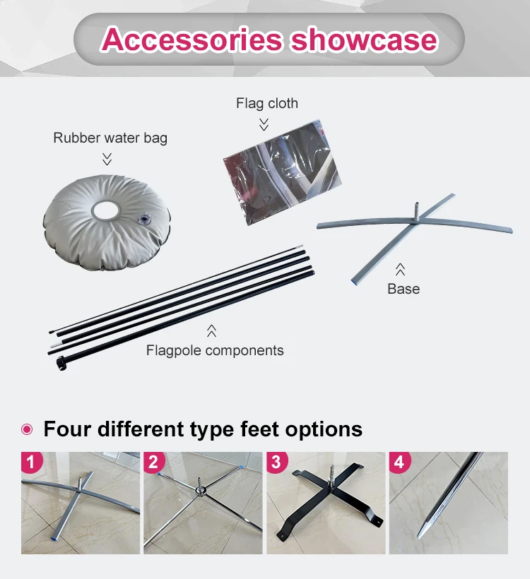 Hot Sale Advertising Ball Bearing Metal Rotating Banner Stand Flying Banner Pole Banner Stand