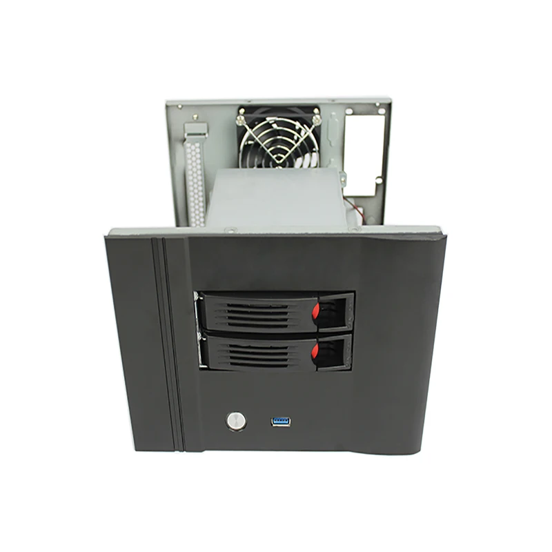 NAS 2 bay Storage Mini nas server case with hotswap tray server chassis