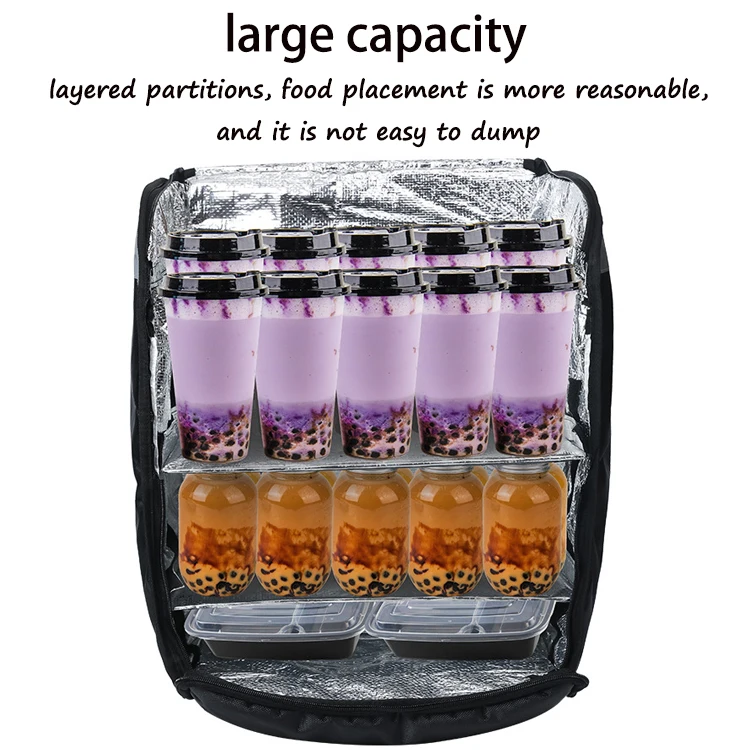 Wholesale Large Capacity Pizza Rider Delivery Bag Thermal Delivery Backpack High Quality Takeaway Insulated Food Cooler Bag
