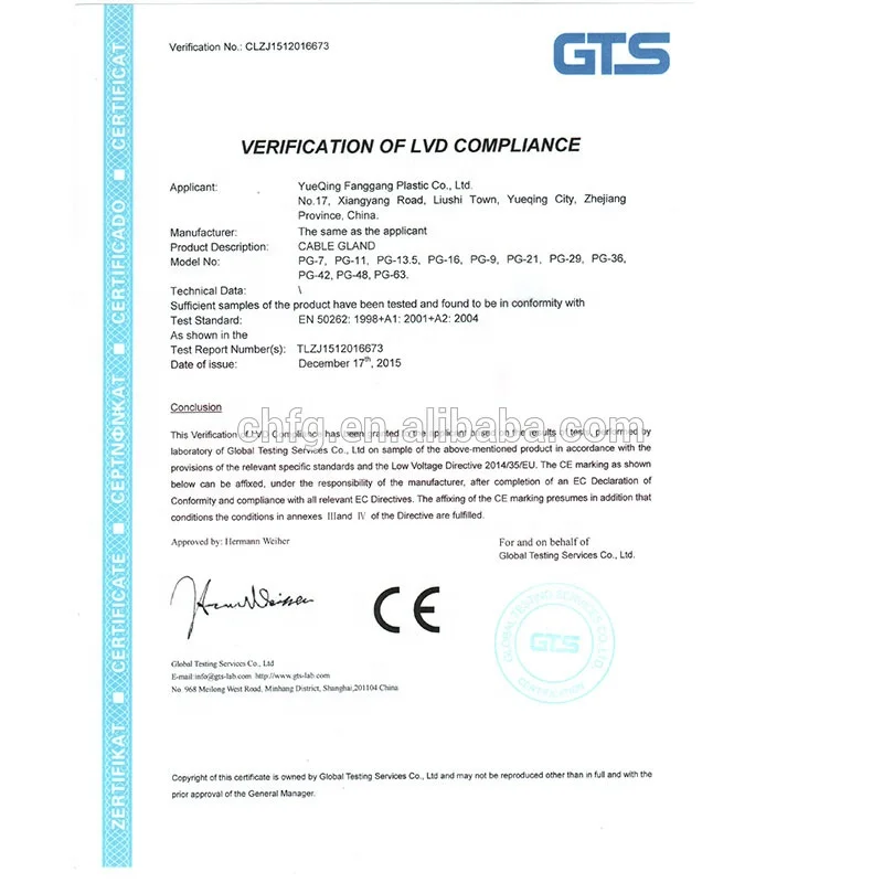 thread  m16*1.5 Cable Glands nylon pipe gland Plastic IP67 connector with CE