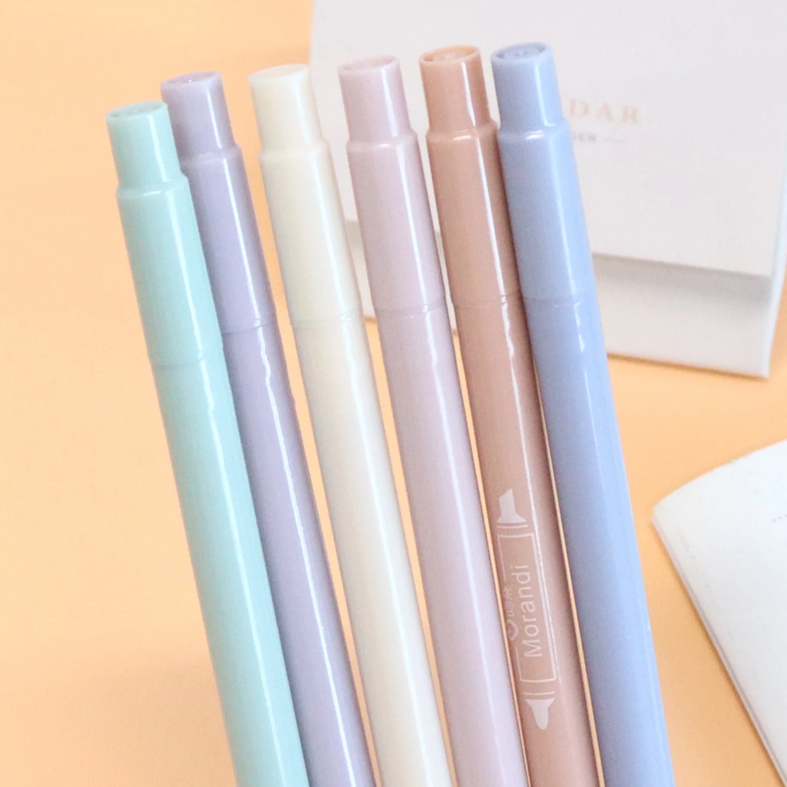 Cheap Price DIY Cream 6 Colors Students Stationery set Soft Head Dry Colorful Highlighter Marker Pen