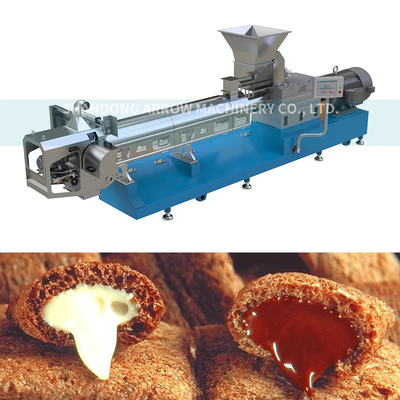 Core Filling Puff Corn Rice Snack Food Production Line Chocolate Jam Center Filling Pillows Snacks Machine