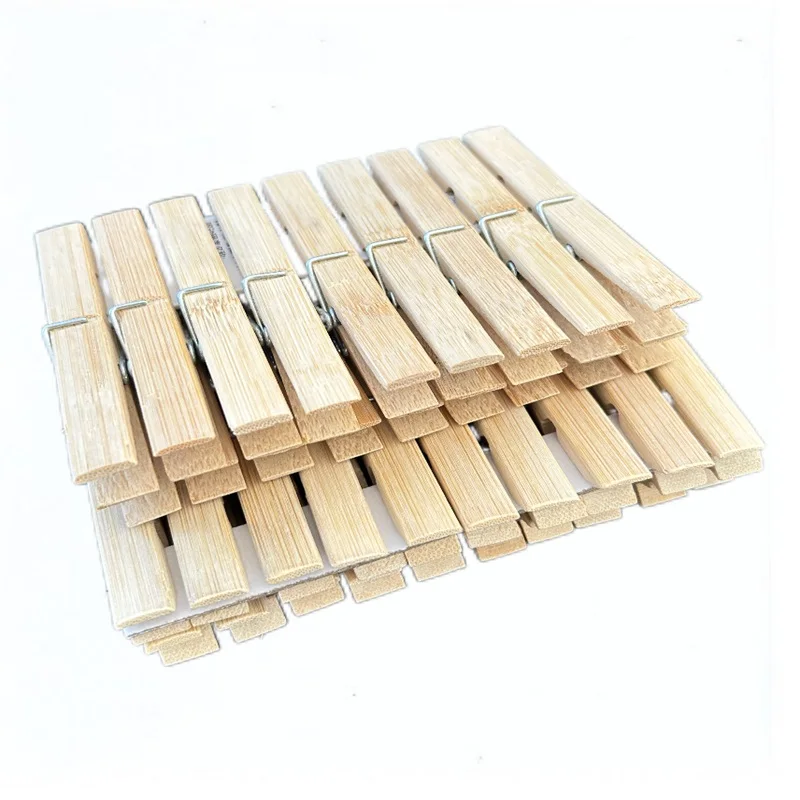 Large Bamboo Clothespin with Wood Clip Metal Pegs Versatile Use for Clothing Kitchen Tools Food Living Room Flexible Design