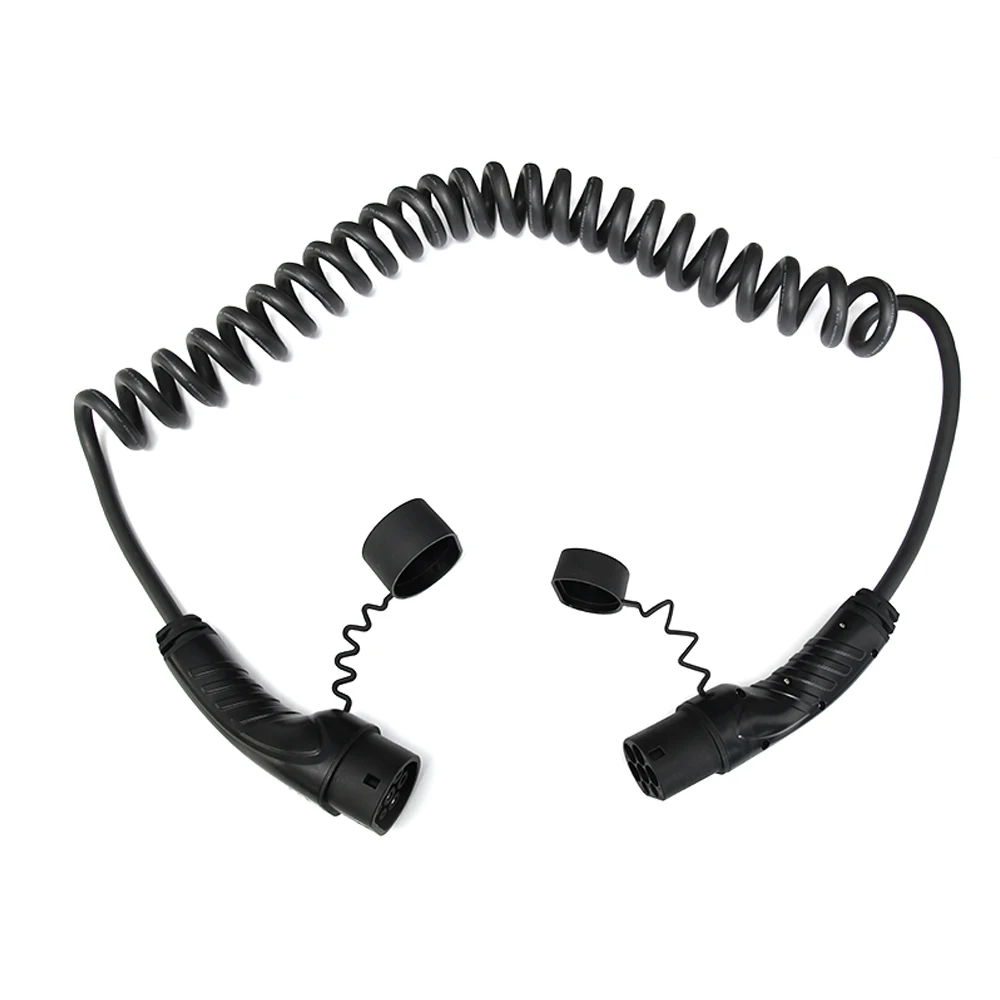 fisher ev charger manufactures CE TUV 16a spiral cable type 2  to type 2 ev charging cable