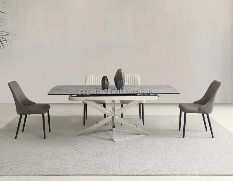 Concrete scandinavian extendable dining table with chairs for 8 to 10 chairs limestone marble dining room tables