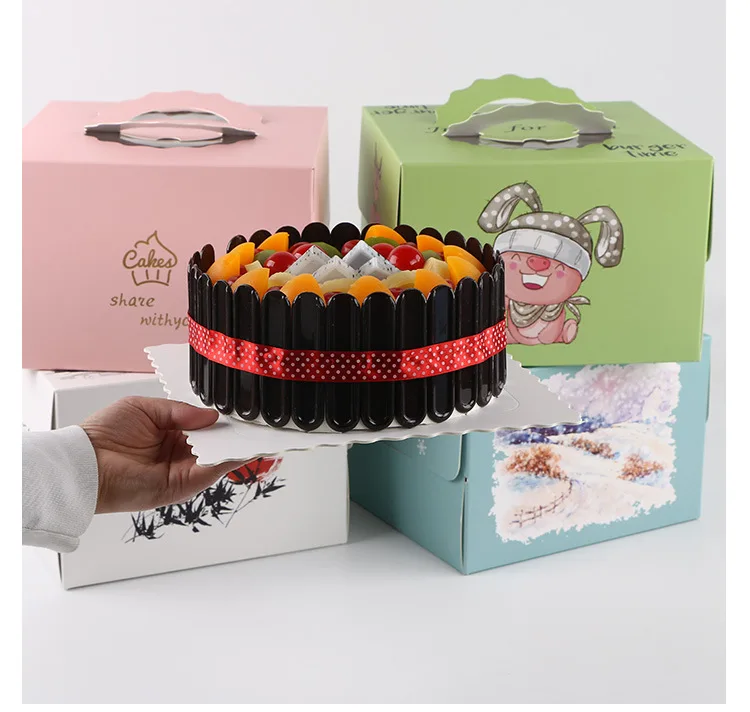 
Different Styles Cake Box 6 Inch Portable Paper Box Cake Packaging For Birthday Wedding 