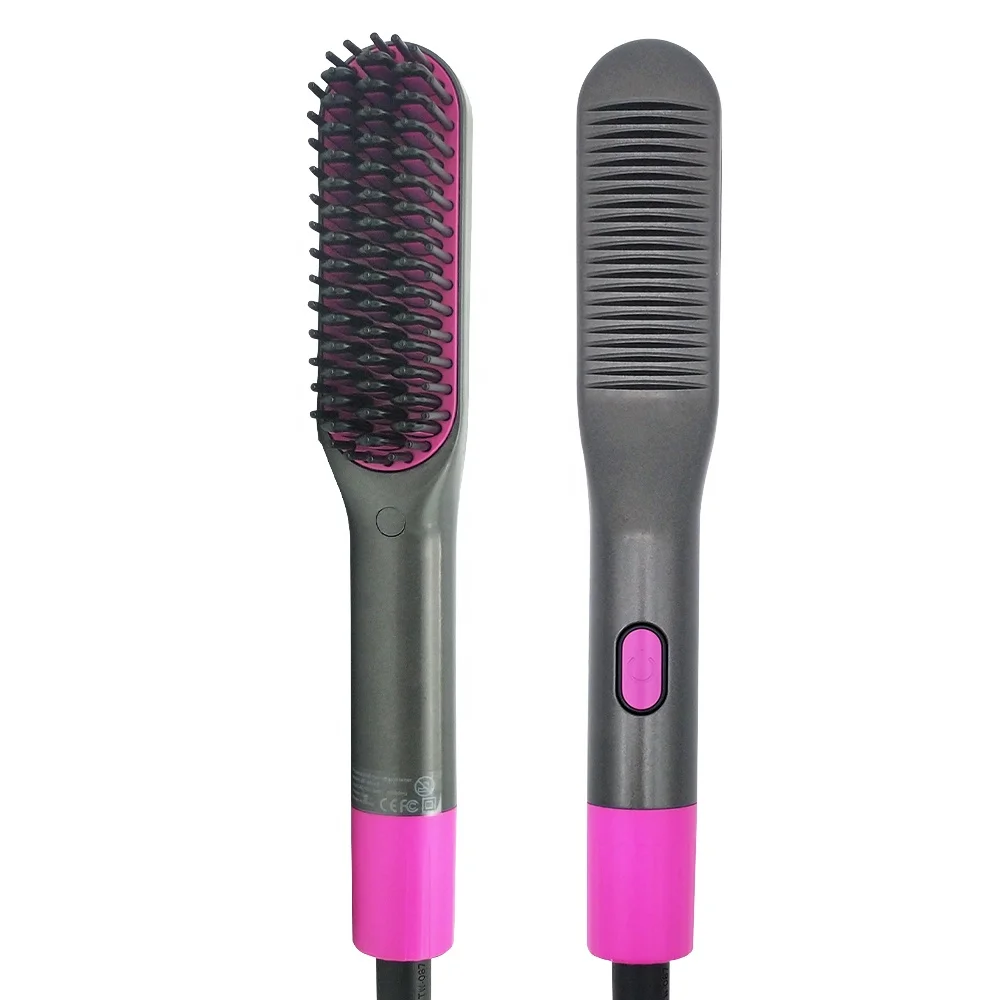 
Wholesale Professional Hot Hair Brush Ceramic Electric Beard Hair Straightener Brush 