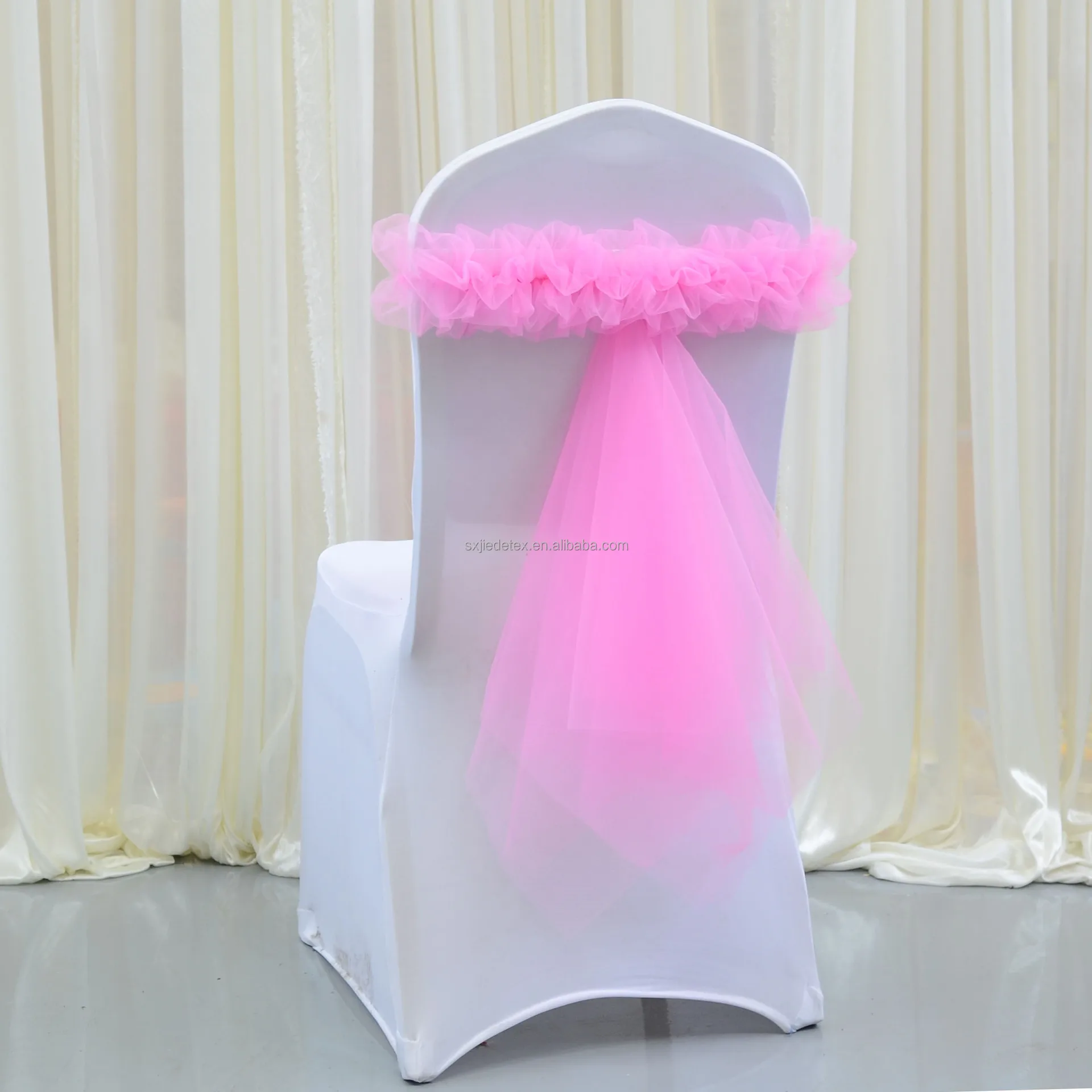 Elegant Nylon Tulle Solid Color Elastic Universal Wedding Happy Birthday Boy Girl Chair Sash