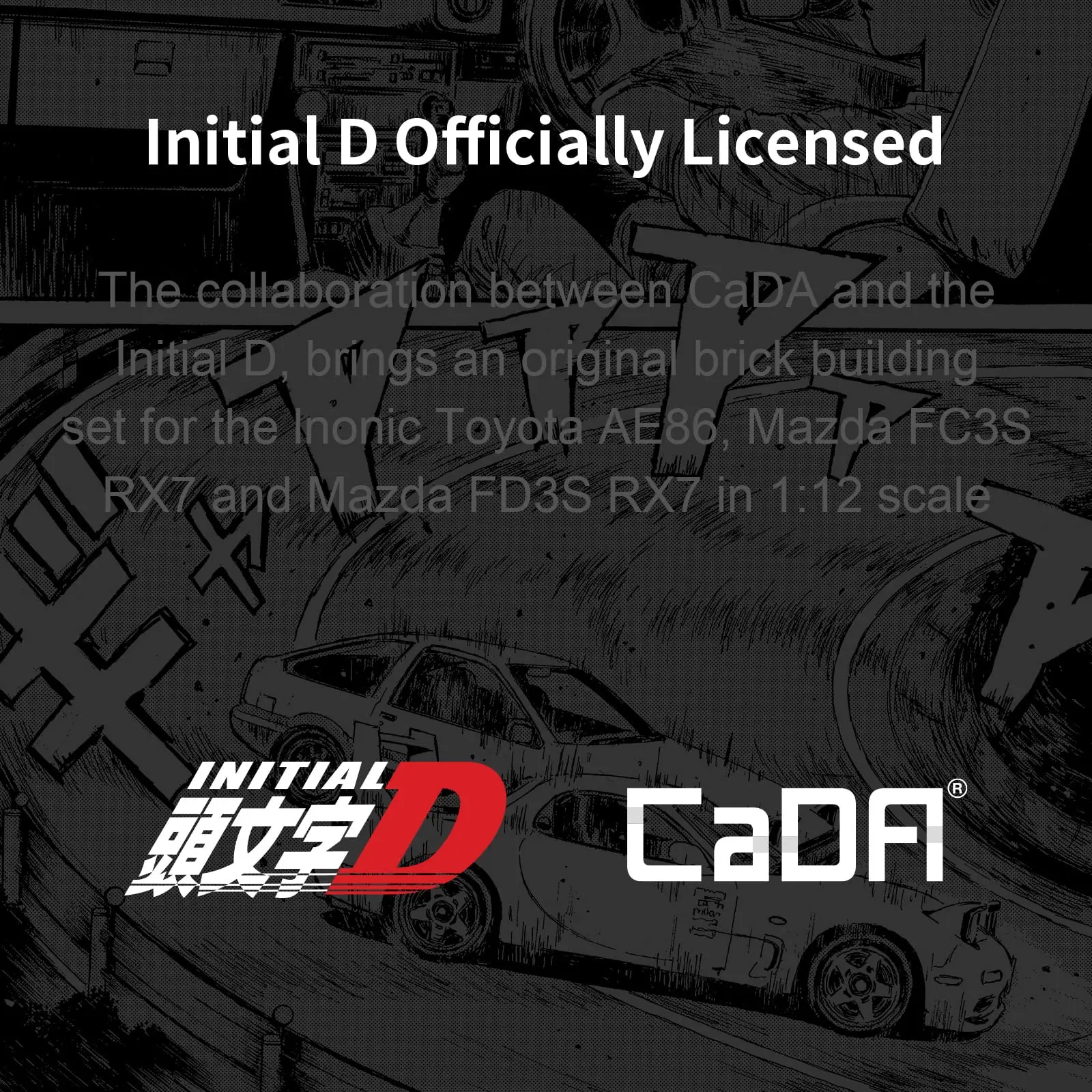 Model 1:24 Building Blocks Kit CADA Bricks Toy for Boys Hobbyist Japanese Anime Initial D AE86 Trueno//Fc35/FD35 RX-7 Racing Car
