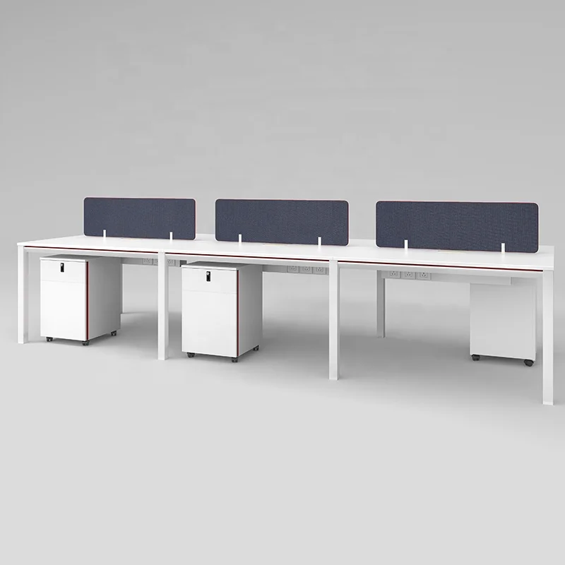 Australian Style Linear Workstations Table Sitting Facing Each Other 4 6 People Cluster Bureau de travail commercial White Desk